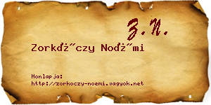 Zorkóczy Noémi névjegykártya